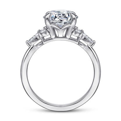14K White Gold Round Diamond Cluster Engagement Ring — Gabriel & Co. ER16125R12W44JJ; center stone shown for illustration, not included