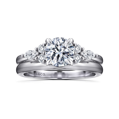 14K White Gold Round Diamond Cluster Engagement Ring — Gabriel & Co. ER16125R4W44JJ; center stone shown for illustration, not included