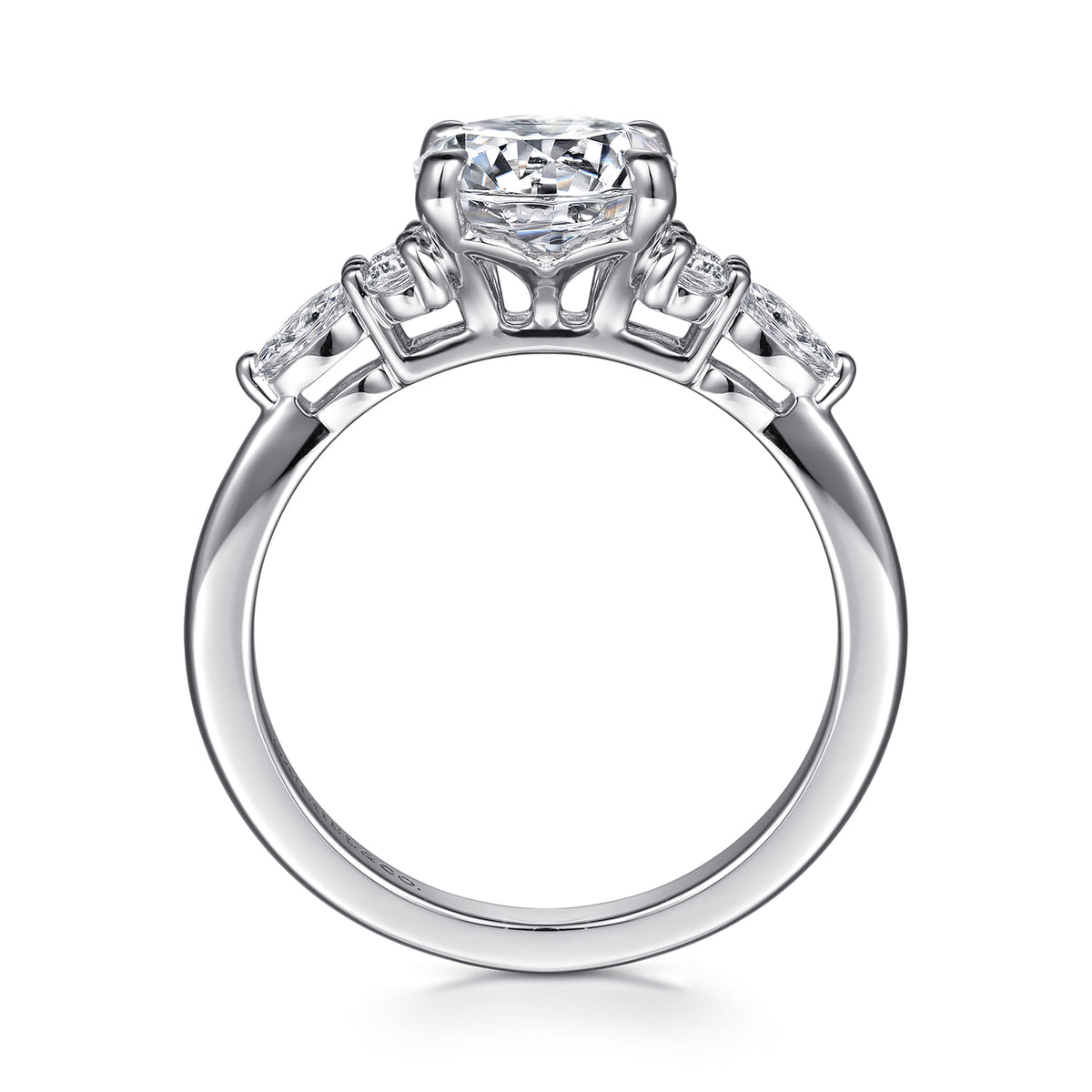 Platinum Pear Shape Diamond Cluster Engagement Ring — Gabriel & Co. ER16125R6PT4JJ; center stone shown for illustration, not included