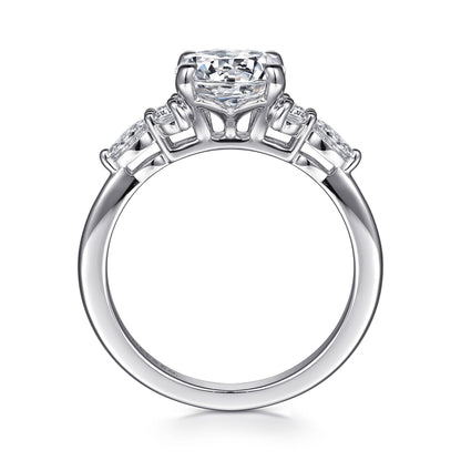 Platinum Pear Shape Diamond Cluster Engagement Ring — Gabriel & Co. ER16125R6PT4JJ; center stone shown for illustration, not included
