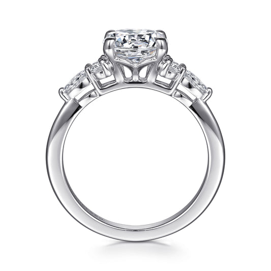 Platinum Pear Shape Diamond Cluster Engagement Ring — Gabriel & Co. ER16125R6PT4JJ; center stone shown for illustration, not included