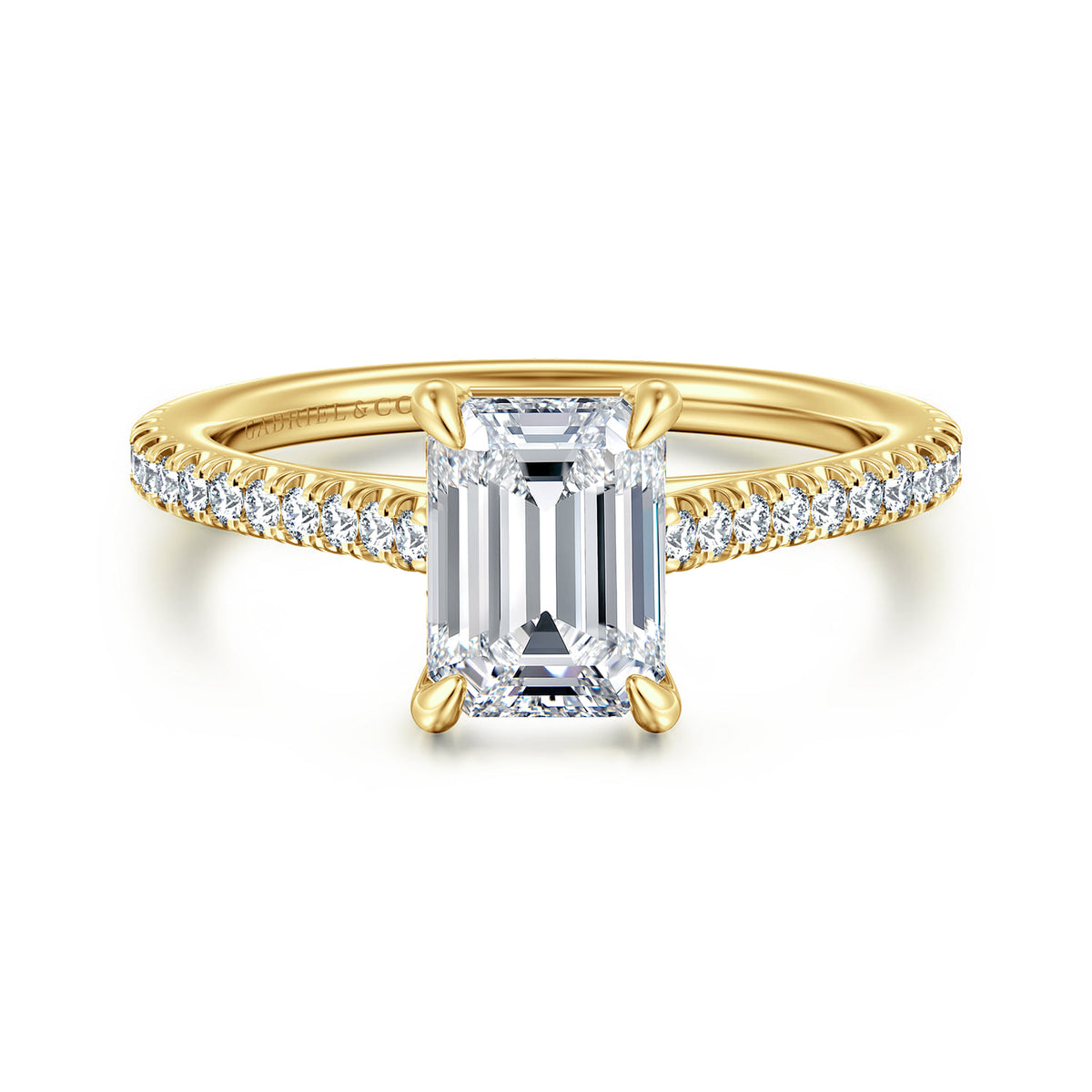 14K Yellow Gold Emerald Cut Diamond Engagement Ring — ER16129E6Y44JJ; center stone shown for illustration, not included