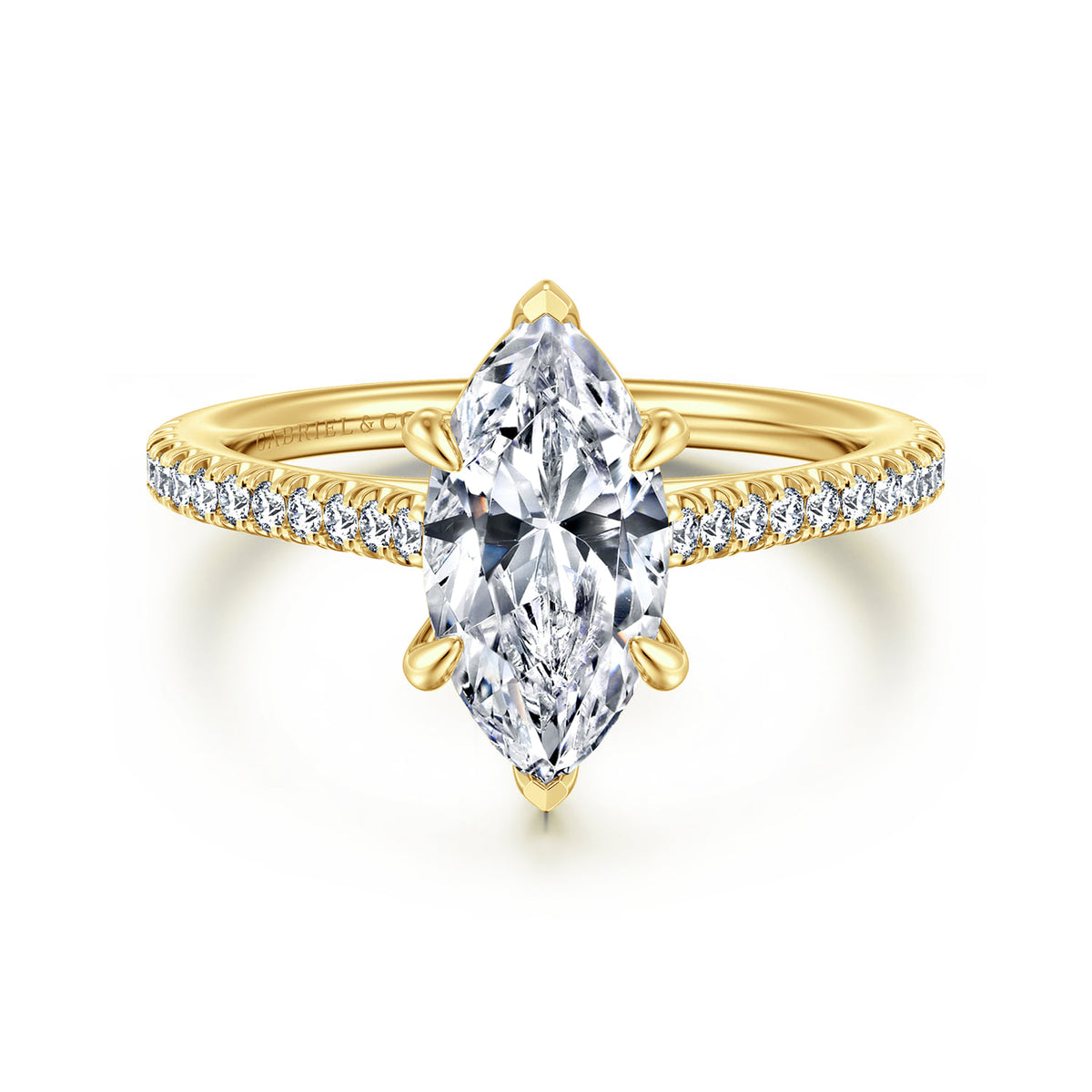 14K Yellow Gold Marquise Shape Diamond Engagement Ring — ER16129M6Y44JJ; center stone shown for illustration, not included