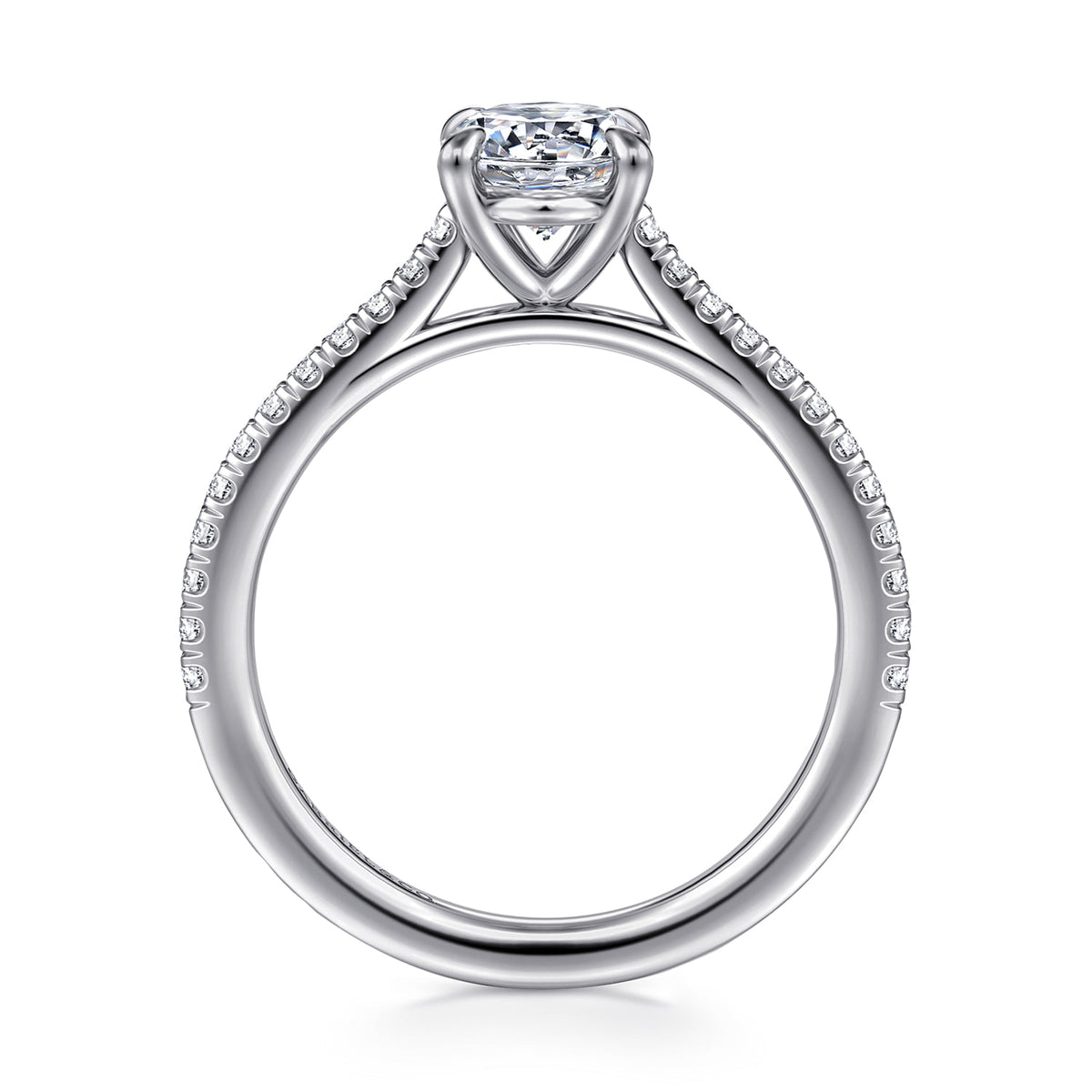 14K White Gold Oval Diamond Engagement Ring — Gabriel & Co. ER16129O6W44JJ; center stone shown for illustration, not included