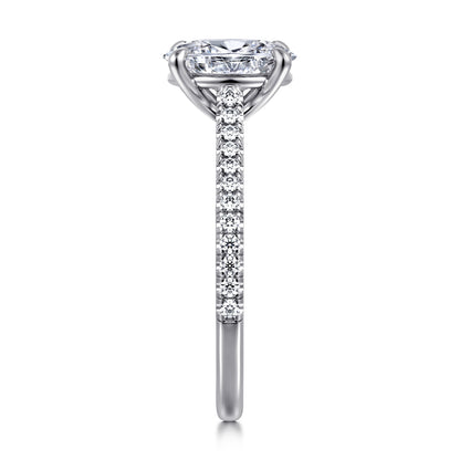 14K White Gold Oval Diamond Engagement Ring — Gabriel & Co. ER16129O6W44JJ; center stone shown for illustration, not included