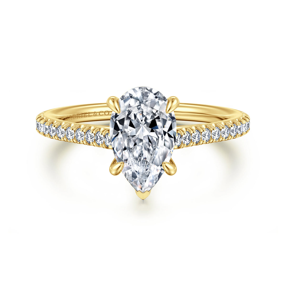 14K Yellow Gold Pear Shape Diamond Engagement Ring — ER16129P6Y44JJ; center stone shown for illustration, not included