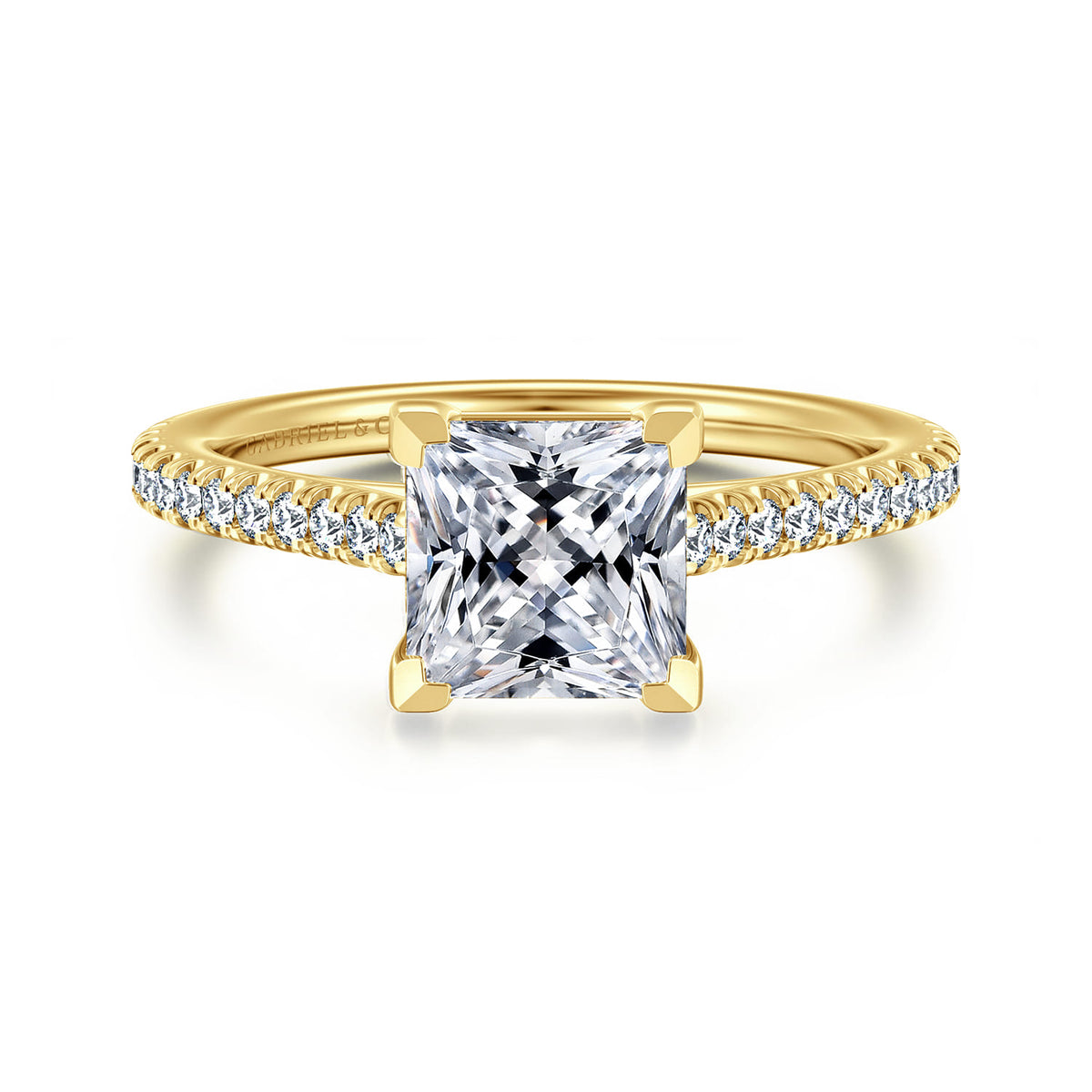 14K Yellow Gold Princess Cut Diamond Engagement Ring — ER16129S6Y44JJ; center stone shown for illustration, not included