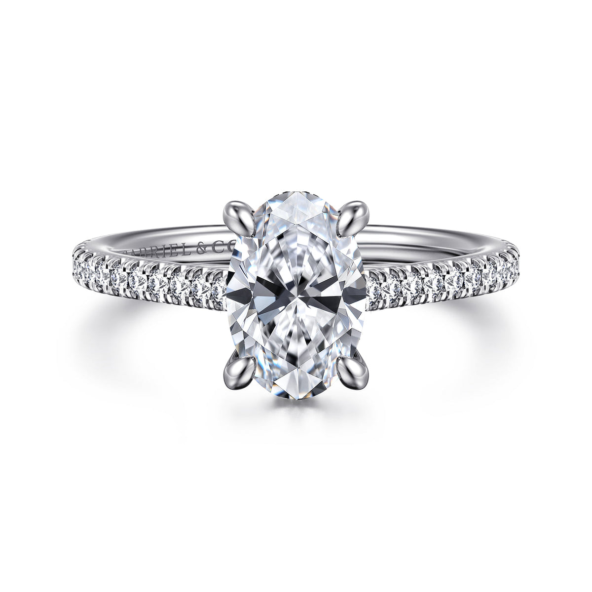 14K White Gold Oval Diamond Engagement Ring — ER16131O6W44JJ; center stone shown for illustration, not included