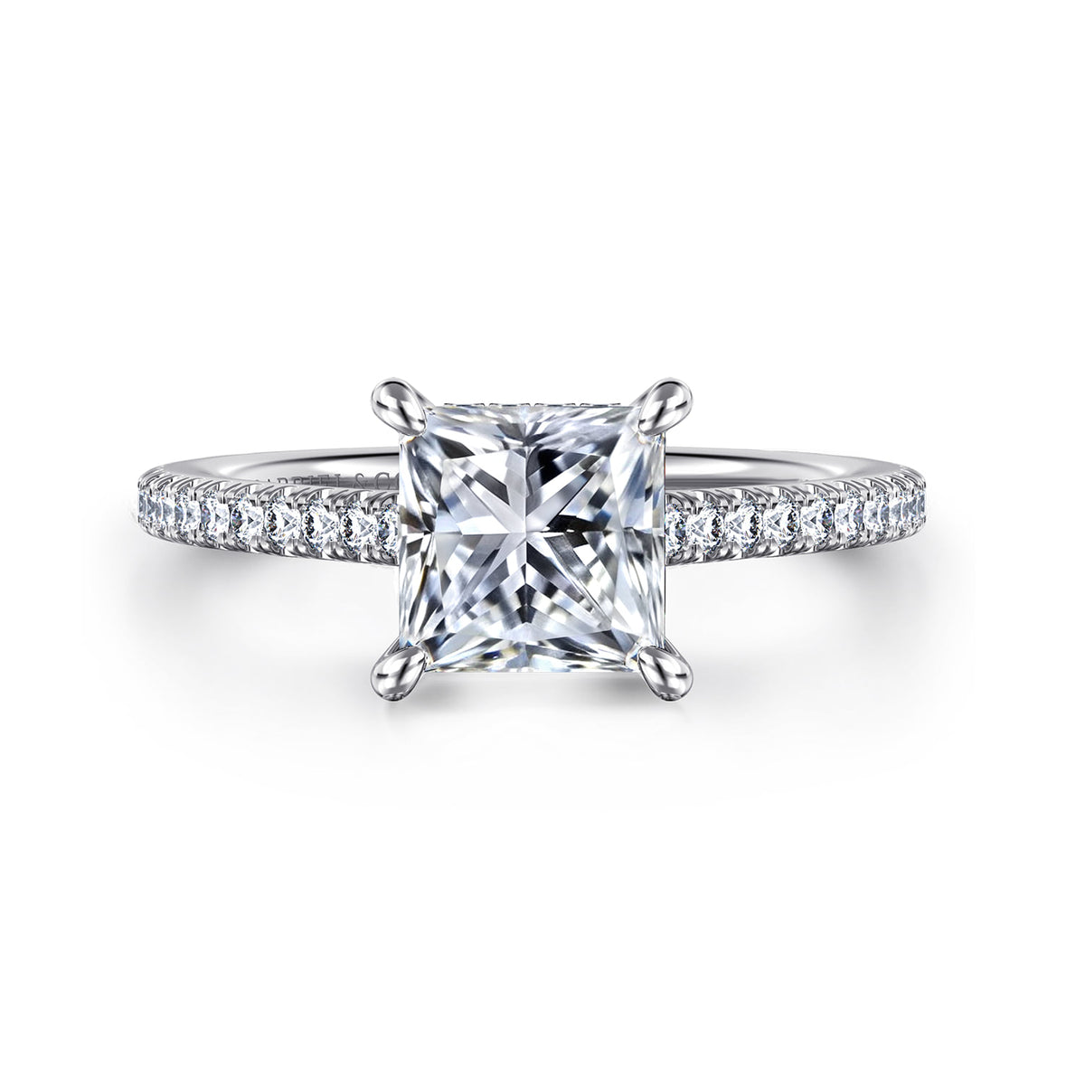 14K White Gold Princess Cut Diamond Engagement Ring — ER16131S6W44JJ; center stone shown for illustration, not included