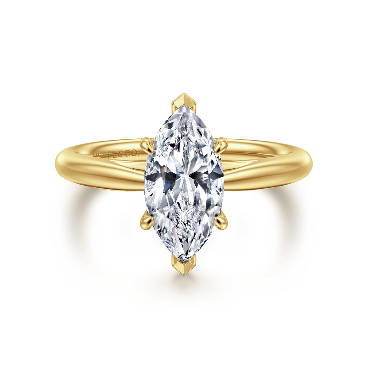 14K Yellow Gold 6 Prong Marquise Shape Solitaire Diamond Engagement Ring — ER16132M6Y4JJJ; center stone shown for illustration, not included