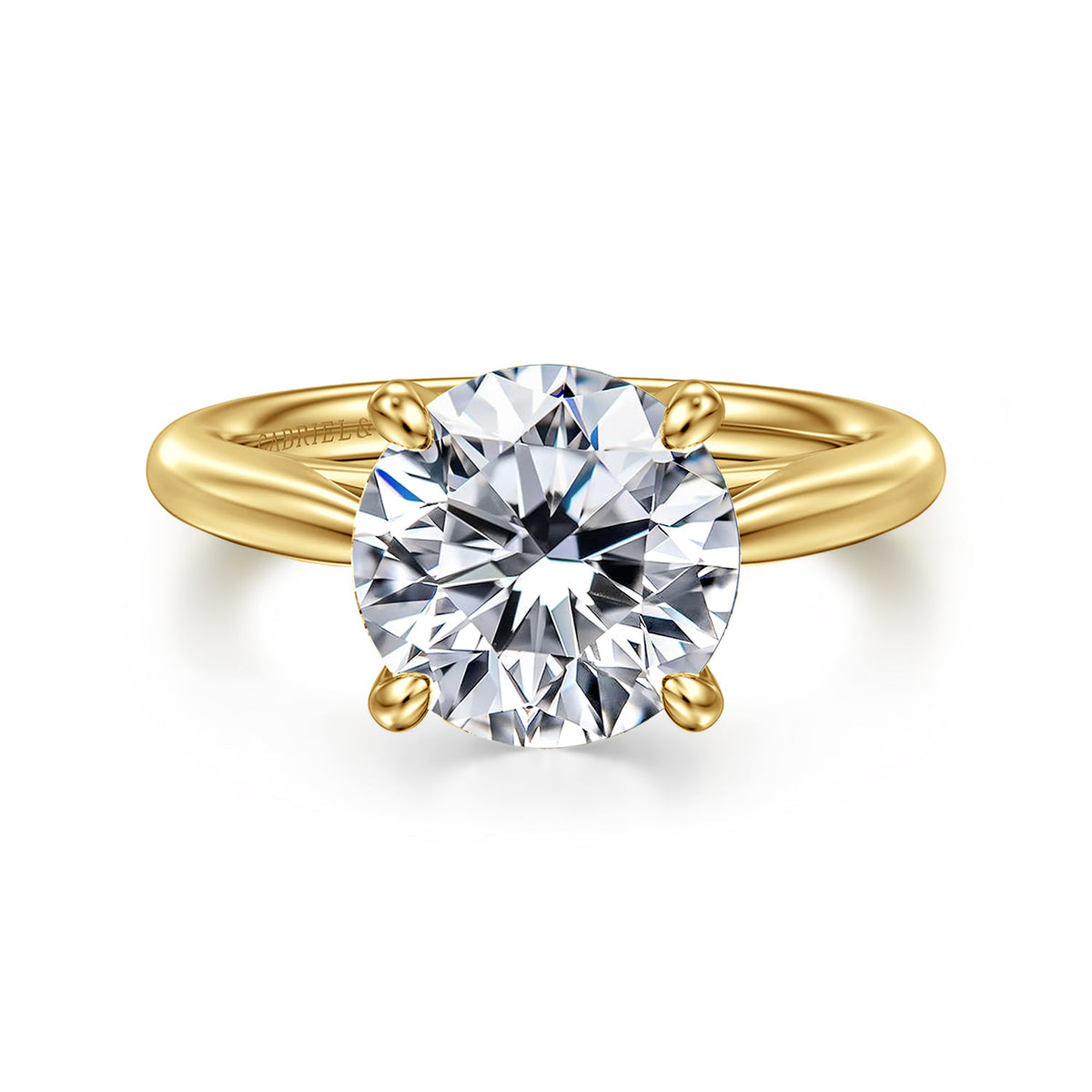14K Yellow Gold Round Solitaire Diamond Engagement Ring — ER16132R12Y4JJJ; center stone shown for illustration, not included