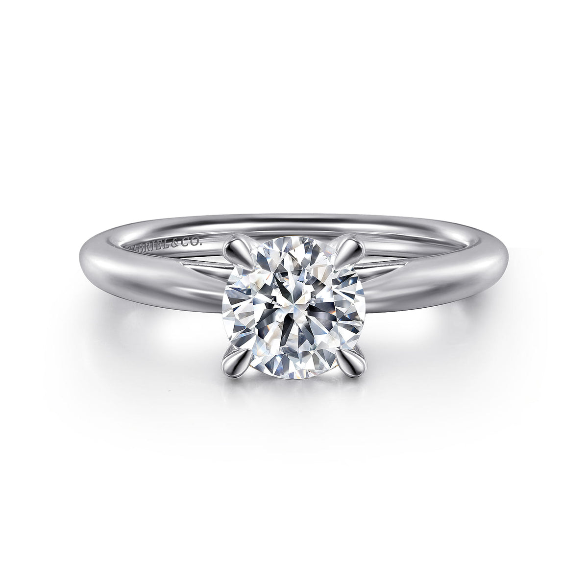 Platinum Round Solitaire Diamond Engagement Ring — ER16132R4PTJJJ; center stone shown for illustration, not included