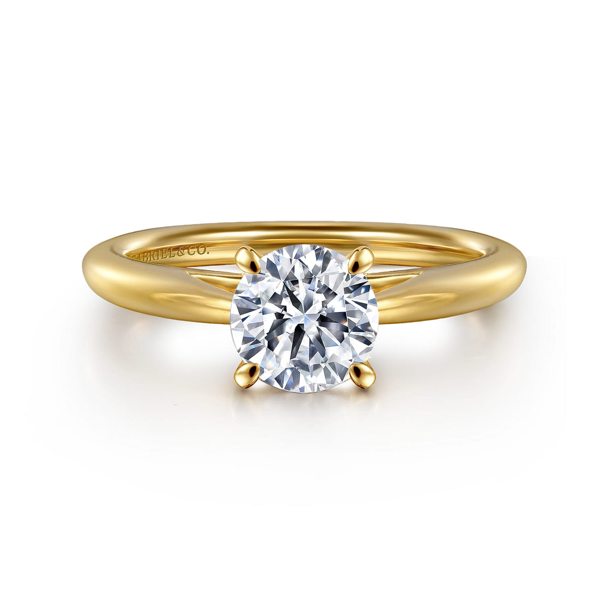 14K Yellow Gold Round Solitaire Diamond Engagement Ring — ER16132R4Y4JJJ; center stone shown for illustration, not included