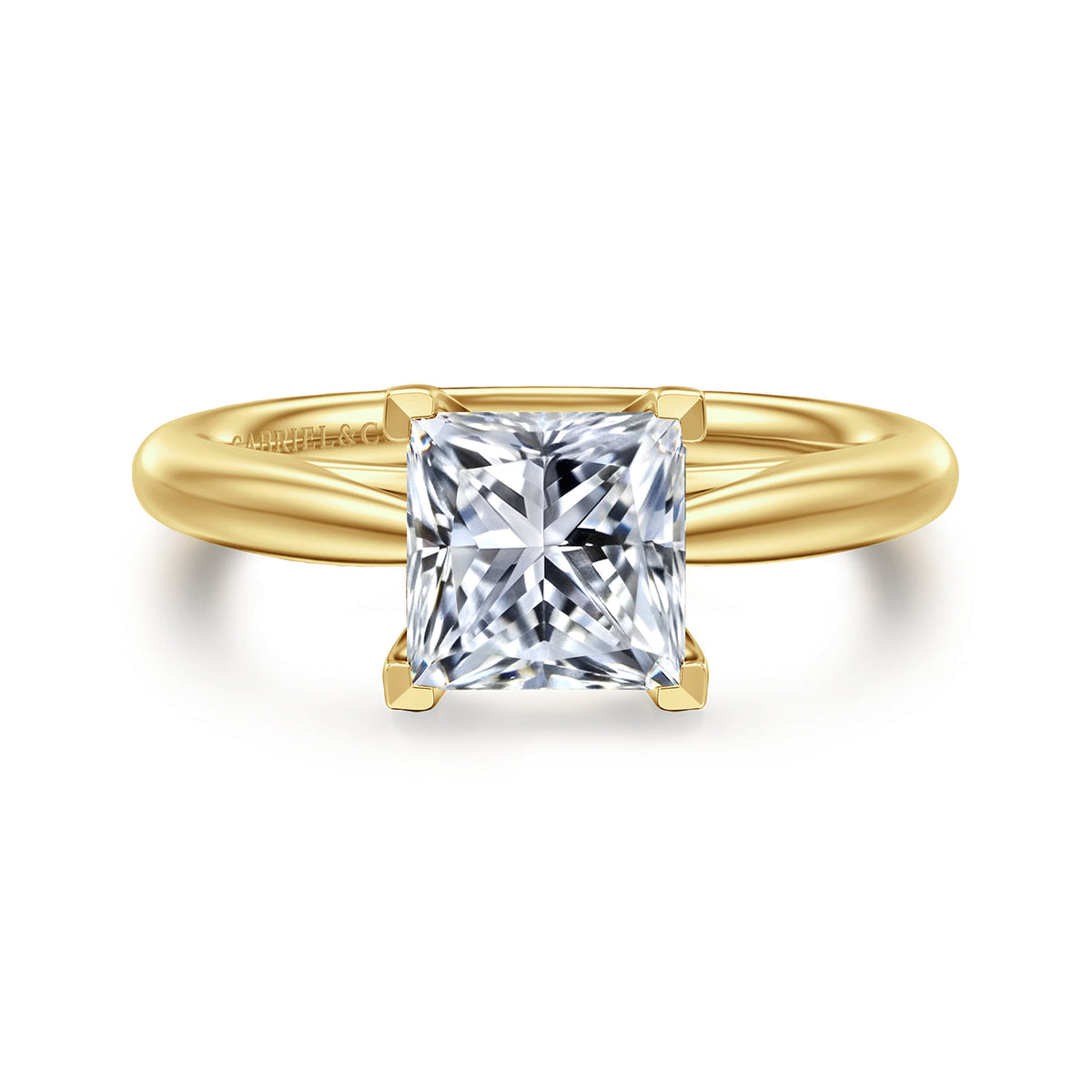 14K Yellow Gold Princess Cut Solitaire Diamond Engagement Ring — ER16132S6Y4JJJ; center stone shown for illustration, not included