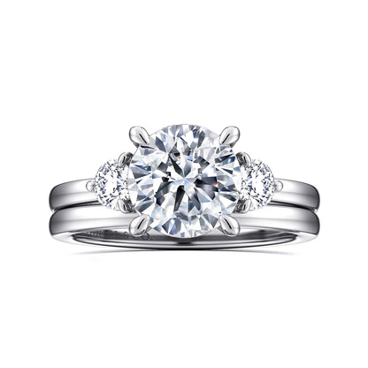 14K White Gold Round Three Stone Diamond Engagement Ring — Gabriel & Co. ER16136R8W44JJ; center stone shown for illustration, not included