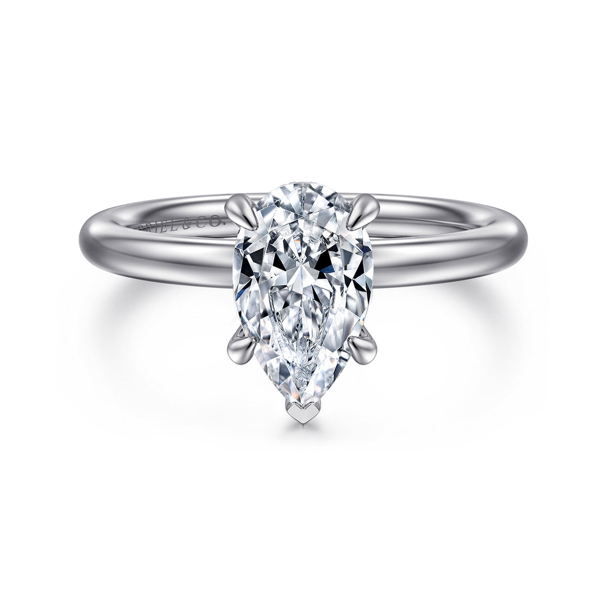 14K White Gold Pear Shape Solitaire Diamond Engagement Ring — ER16138P6W44JJ; center stone shown for illustration, not included