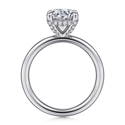 14K White Gold Round Solitaire Diamond Engagement Ring — Gabriel & Co. ER16138R8W44JJ; center stone shown for illustration, not included