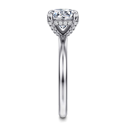14K White Gold Round Solitaire Diamond Engagement Ring — Gabriel & Co. ER16138R8W44JJ; center stone shown for illustration, not included