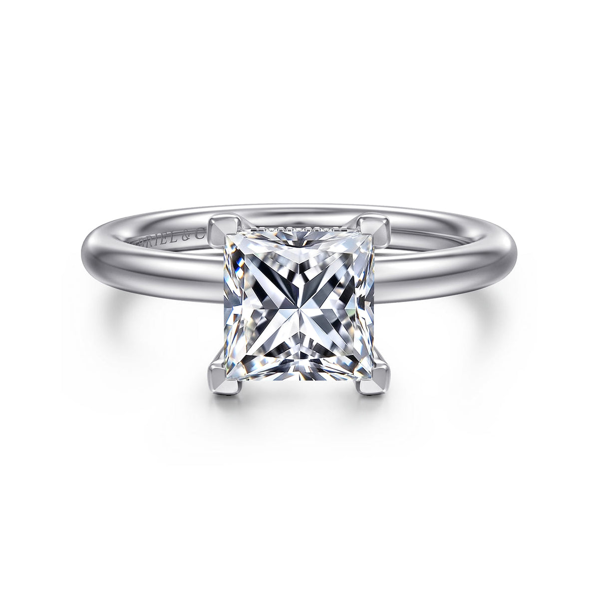 14K White Gold Princess Cut Solitaire Diamond Engagement Ring — ER16138S6W44JJ; center stone shown for illustration, not included