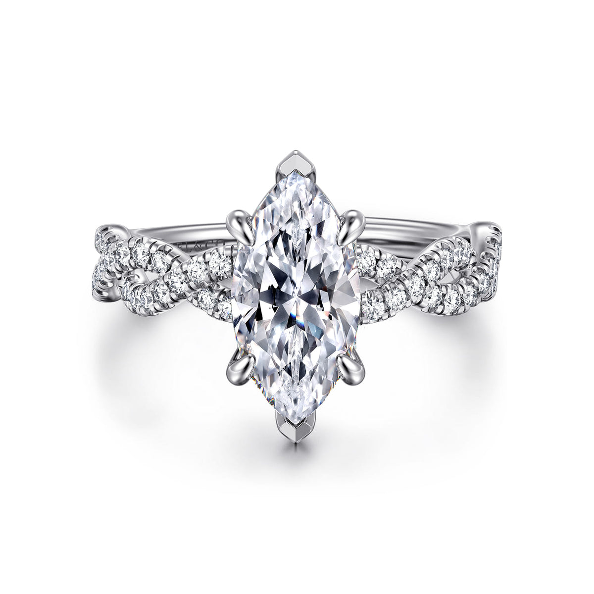 14K White Gold Twisted Marquise Shape  Diamond Engagement Ring — ER16142M6W44JJ; center stone shown for illustration, not included