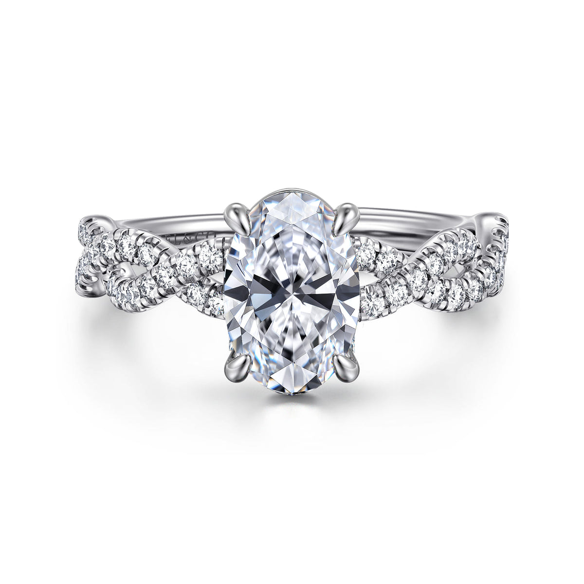 14K White Gold Twisted Oval  Diamond Engagement Ring — ER16142O6W44JJ; center stone shown for illustration, not included