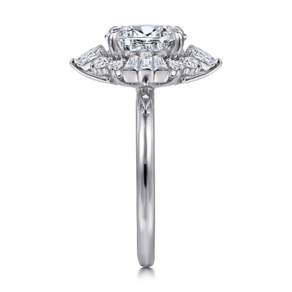 14K White Gold Oval Halo Diamond Engagement Ring — Gabriel & Co. ER16185O6W44JJ; center stone shown for illustration, not included