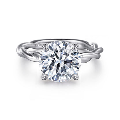 14K White Gold Twisted Round Diamond Engagement Ring — Gabriel & Co. ER16188R12W4JJJ; center stone shown for illustration, not included