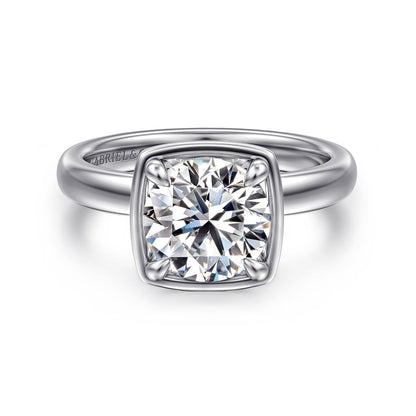 14K White Gold Bezel Prong Round Diamond Engagement Ring — Gabriel & Co. ER16189R8W44JJ; center stone shown for illustration, not included
