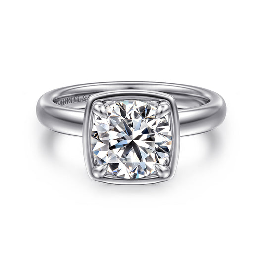 14K White Gold Bezel Prong Round Diamond Engagement Ring — Gabriel & Co. ER16189R8W44JJ; center stone shown for illustration, not included