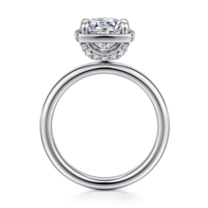 14K White Gold Bezel Prong Round Diamond Engagement Ring — Gabriel & Co. ER16189R8W44JJ; center stone shown for illustration, not included