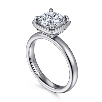 14K White Gold Bezel Prong Round Diamond Engagement Ring — Gabriel & Co. ER16189R8W44JJ; center stone shown for illustration, not included