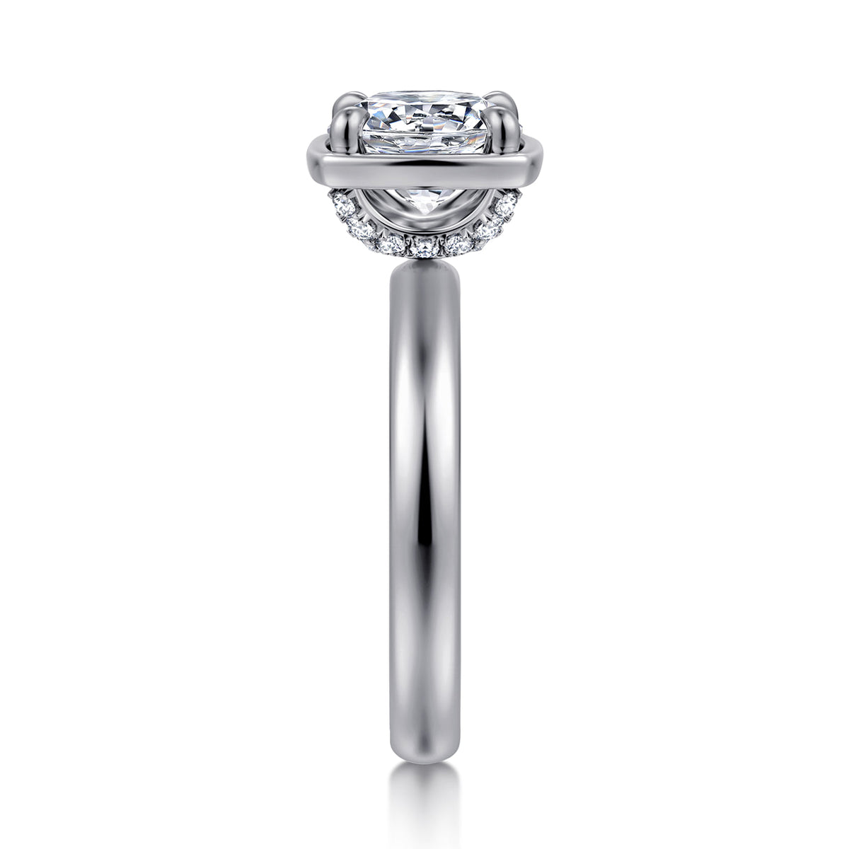 14K White Gold Bezel Prong Round Diamond Engagement Ring — Gabriel & Co. ER16189R8W44JJ; center stone shown for illustration, not included