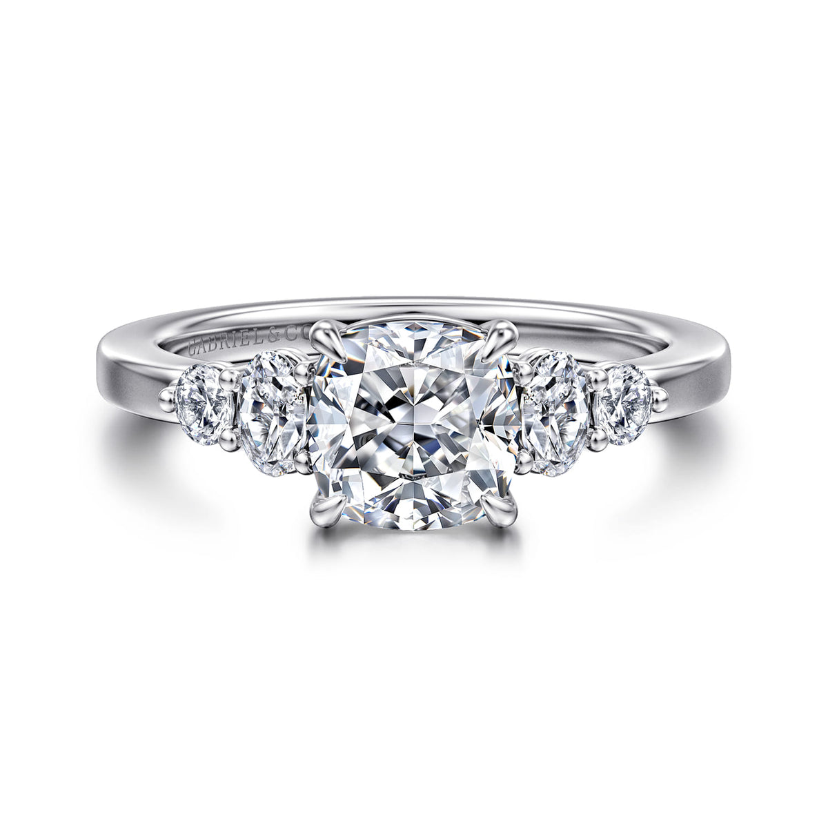 14K White Gold Cushion Cut Diamond Engagement Ring — ER16192C6W44JJ; center stone shown for illustration, not included
