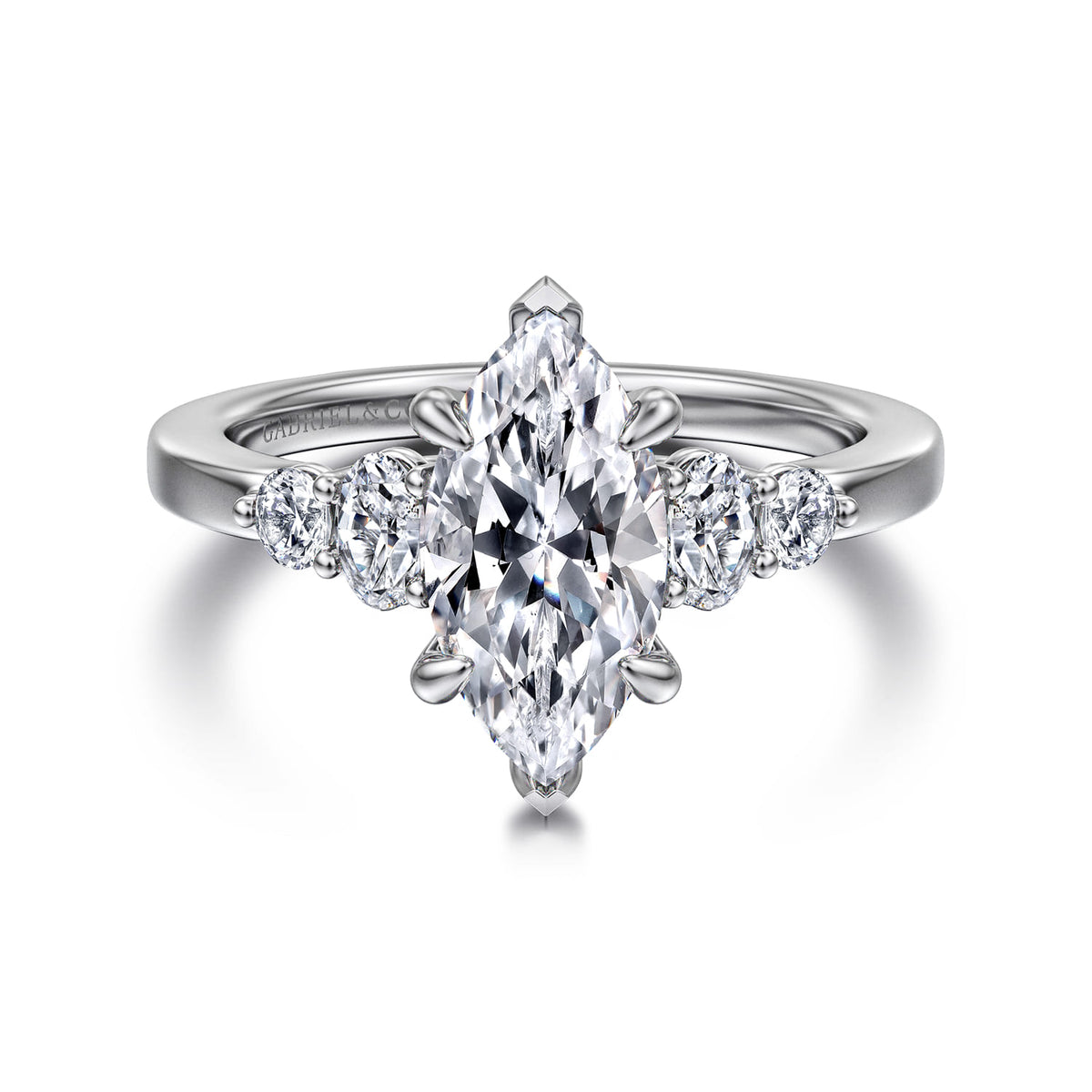 14K White Gold Marquise Shape Diamond Engagement Ring — ER16192M6W44JJ; center stone shown for illustration, not included