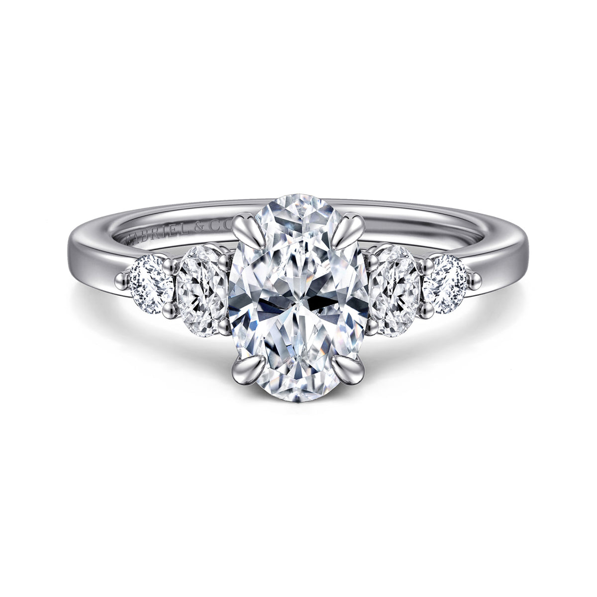 14K White Gold Oval Diamond Engagement Ring — ER16192O6W44JJ; center stone shown for illustration, not included