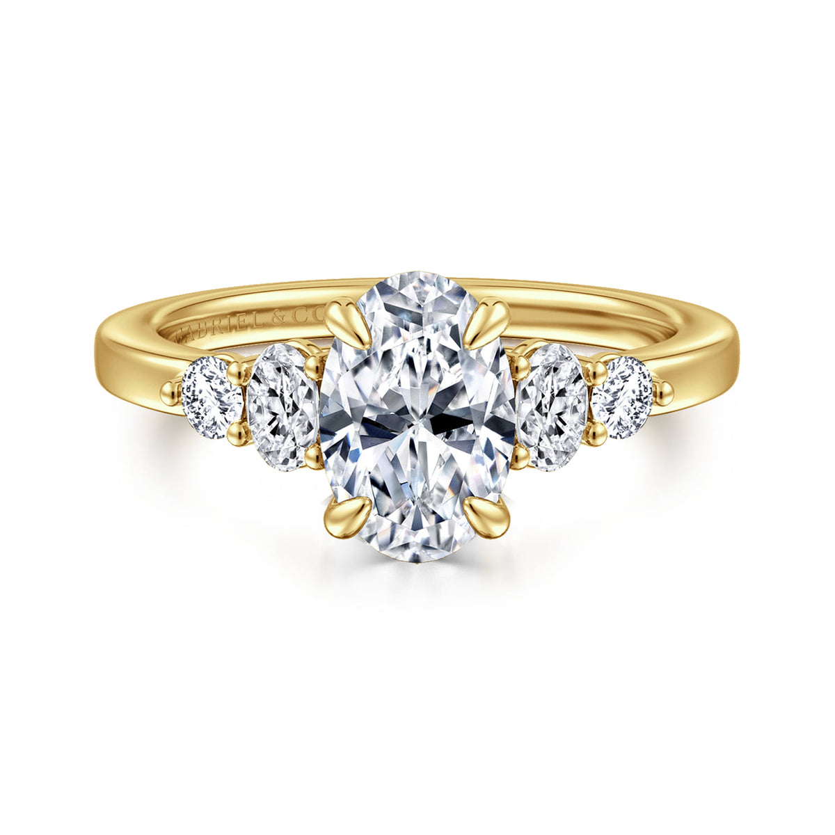 14K Yellow Gold Oval Diamond Engagement Ring — ER16192O6Y44JJ; center stone shown for illustration, not included