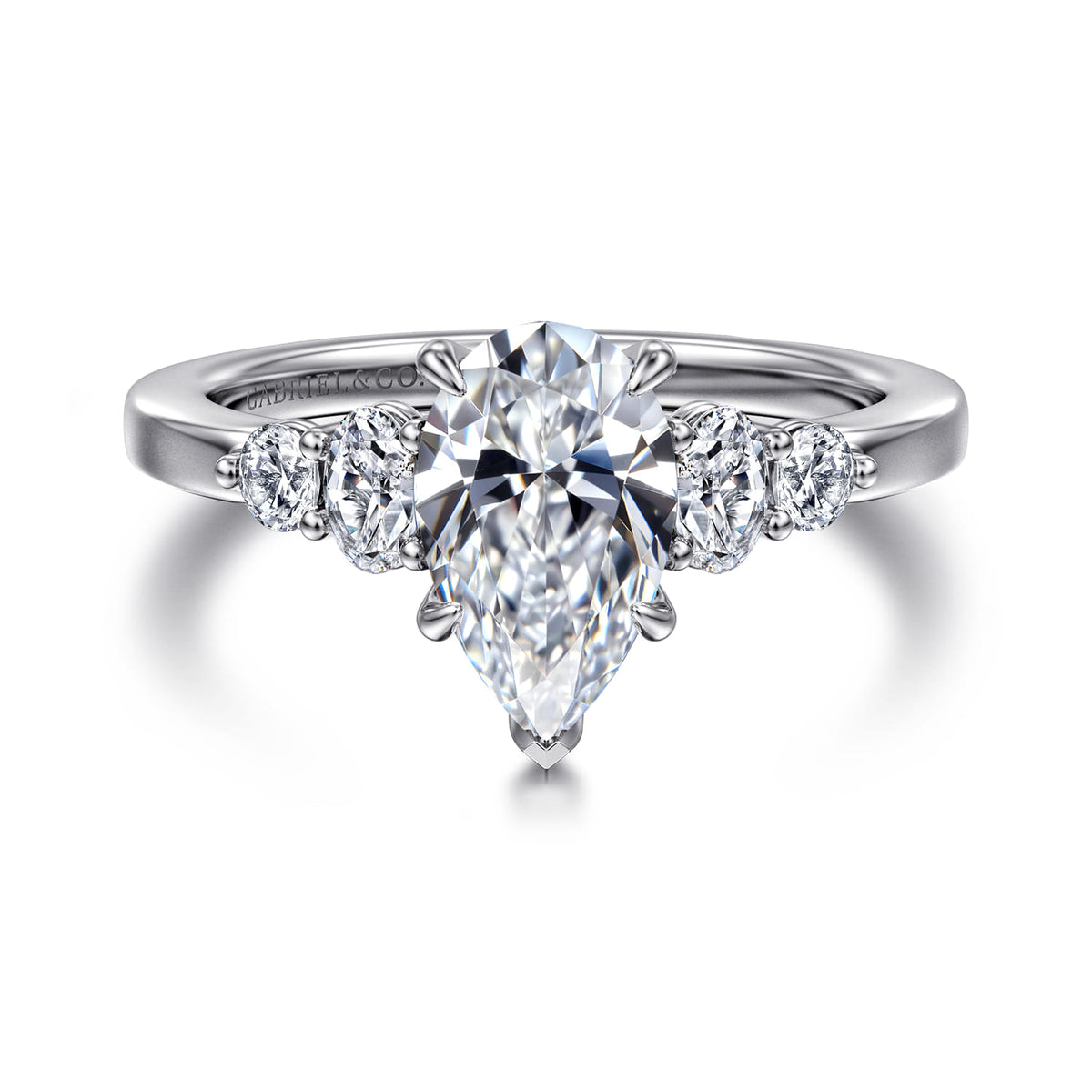 14K White Gold Pear Shape Diamond Engagement Ring — ER16192P6W44JJ; center stone shown for illustration, not included