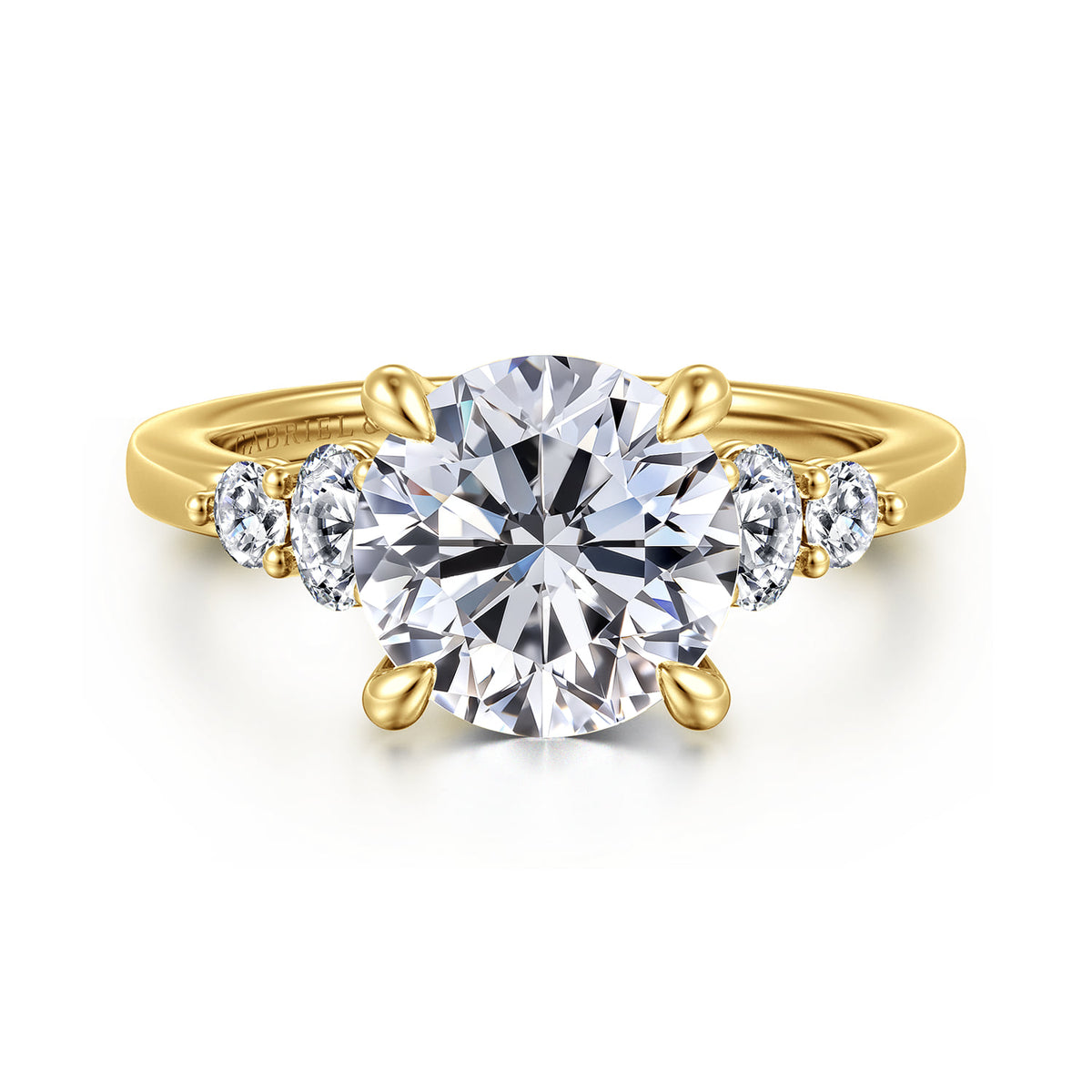 14K Yellow Gold Round Diamond Engagement Ring — ER16192R12Y44JJ; center stone shown for illustration, not included