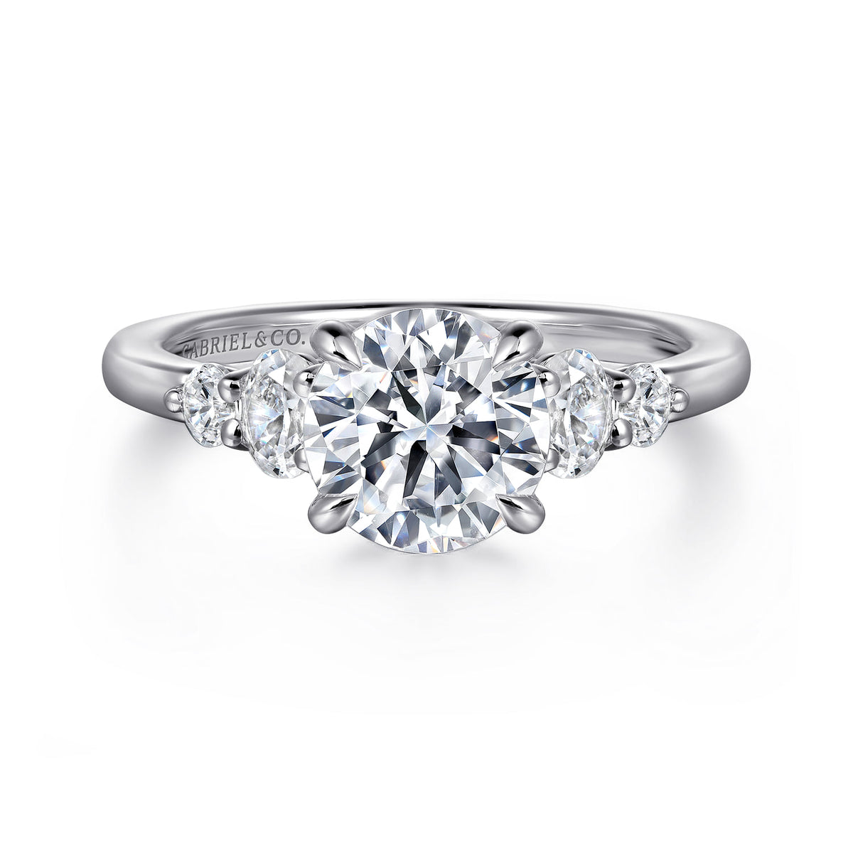 14K White Gold Round Five Stone Diamond Engagement Ring — ER16192R6W44JJ; center stone shown for illustration, not included
