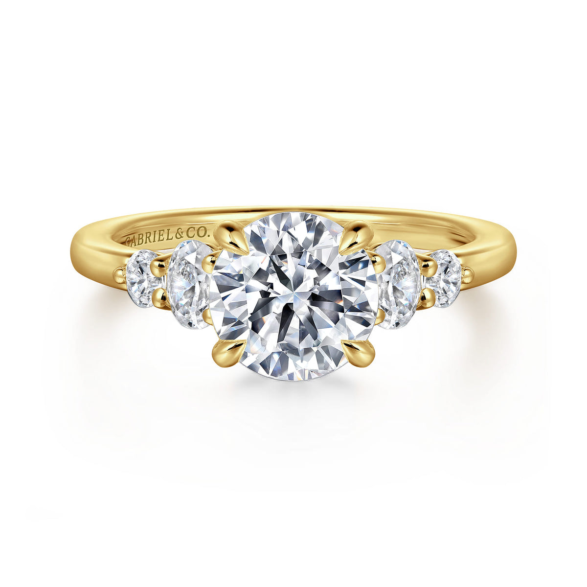 14K Yellow Gold Round Diamond Engagement Ring — ER16192R6Y44JJ; center stone shown for illustration, not included