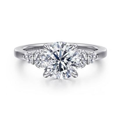 14K White Gold Round Diamond Engagement Ring — Gabriel & Co. ER16192R8W44JJ; center stone shown for illustration, not included