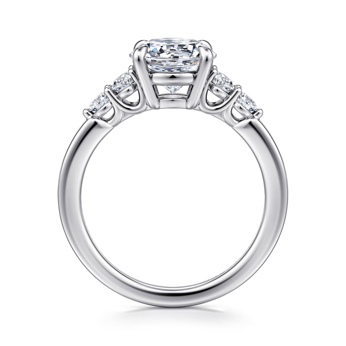 14K White Gold Round Diamond Engagement Ring — Gabriel & Co. ER16192R8W44JJ; center stone shown for illustration, not included