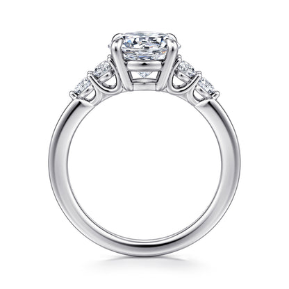 14K White Gold Round Diamond Engagement Ring — Gabriel & Co. ER16192R8W44JJ; center stone shown for illustration, not included