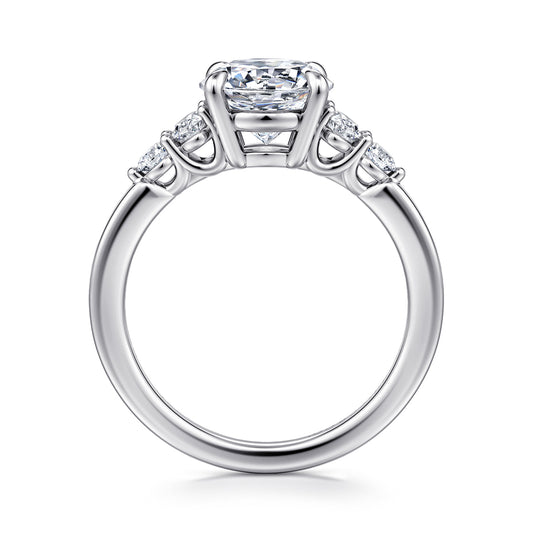 14K White Gold Round Diamond Engagement Ring — Gabriel & Co. ER16192R8W44JJ; center stone shown for illustration, not included