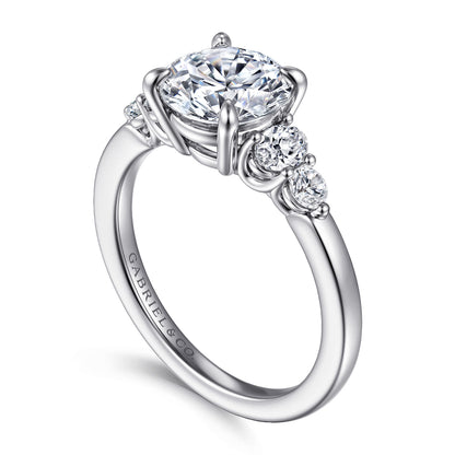 14K White Gold Round Diamond Engagement Ring — Gabriel & Co. ER16192R8W44JJ; center stone shown for illustration, not included