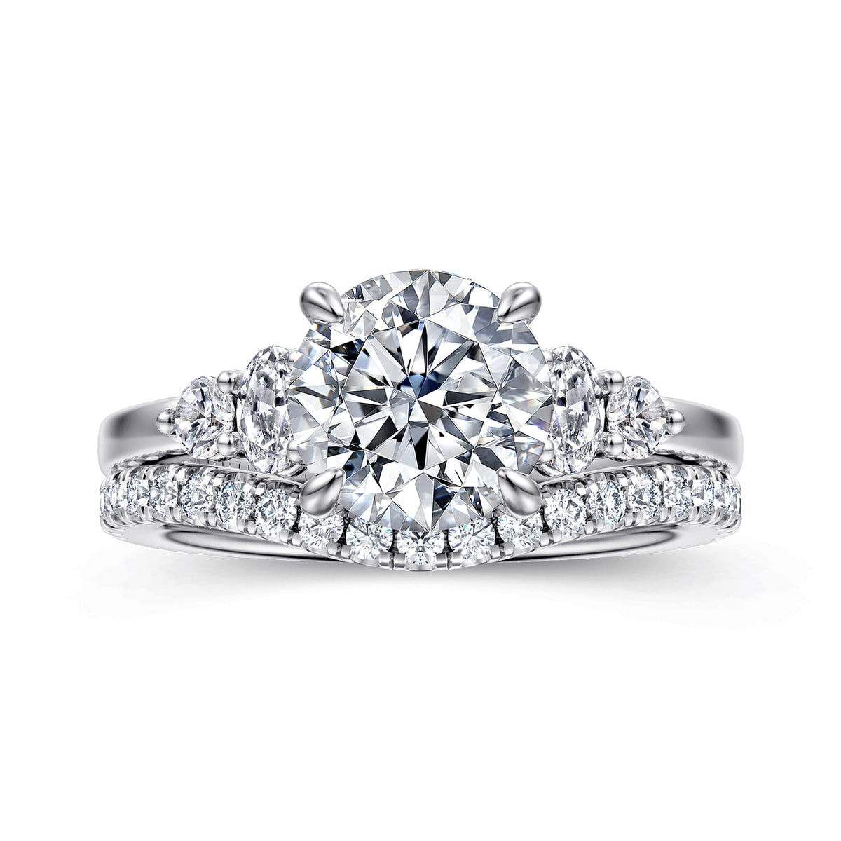 14K White Gold Round Diamond Engagement Ring — Gabriel & Co. ER16192R8W44JJ; center stone shown for illustration, not included