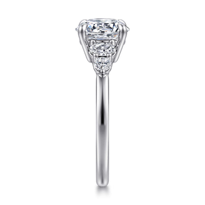 14K White Gold Round Diamond Engagement Ring — Gabriel & Co. ER16192R8W44JJ; center stone shown for illustration, not included