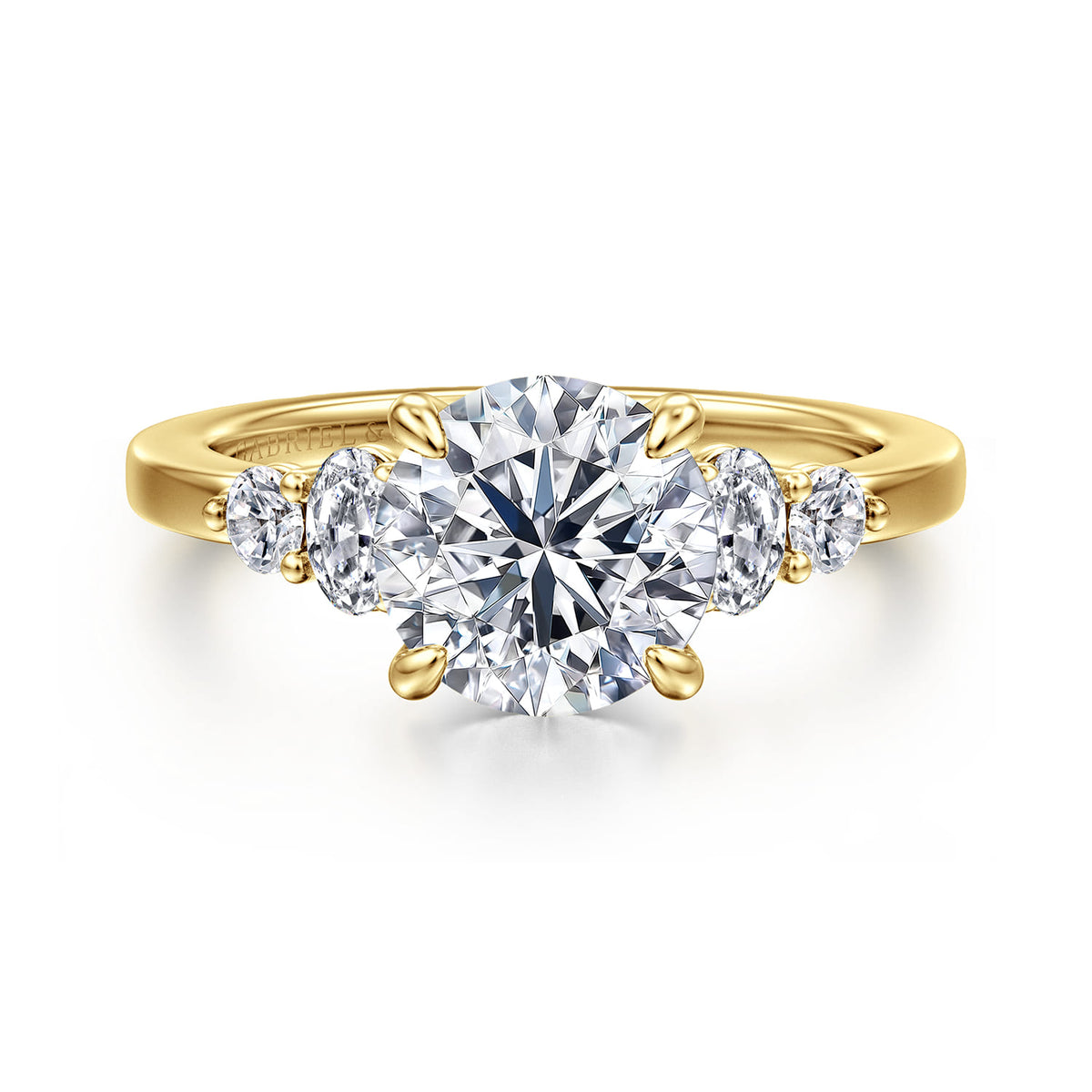 14K Yellow Gold Round Diamond Engagement Ring — Gabriel & Co. ER16192R8Y44JJ; center stone shown for illustration, not included