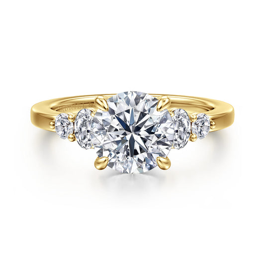 14K Yellow Gold Round Diamond Engagement Ring — Gabriel & Co. ER16192R8Y44JJ; center stone shown for illustration, not included