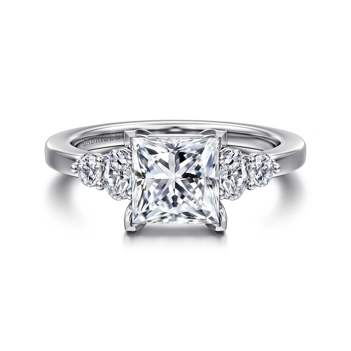 14K White Gold Princess Cut Diamond Engagement Ring — ER16192S6W44JJ; center stone shown for illustration, not included